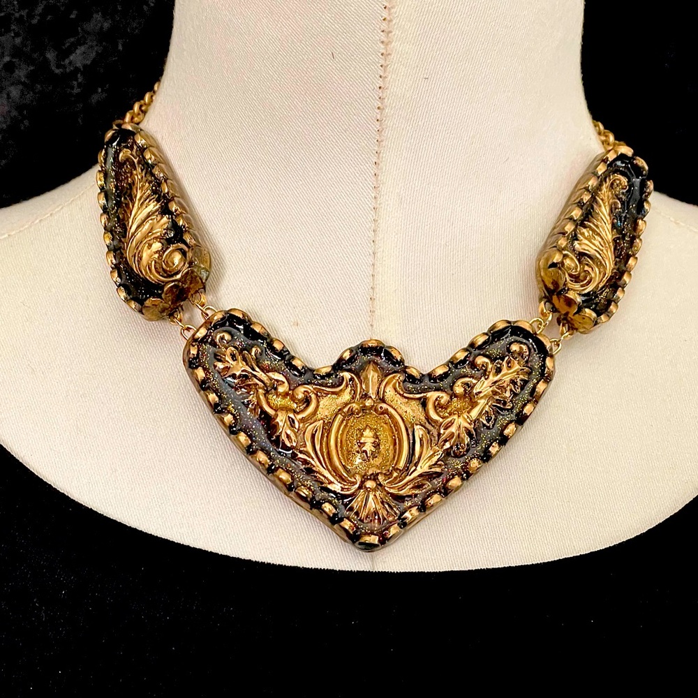 Handmade Polymer Clay and Resin Collar Necklace